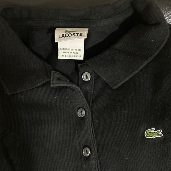 Lacoste Tops - Lacoste Black Polo with Green Crocodile Patch